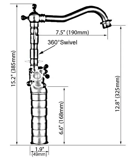 Black Oil Rubbed Brass Dual Cross Handles One Hole Bathroom Kitchen Basin Sink Faucet Mixer Tap Swivel Spout Deck Mounted mnf343