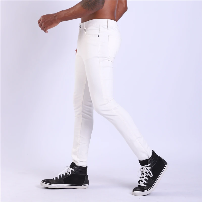 Single Road White Jeans Men Biker Mens Supper Skinny Jeans Streetwear Stretch Denim Pants Man Slim Fit Brand Jeans Male