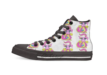 

Pink Dragon Lady Casual High Top Canvas shoes sneakers Light Walking Shoes