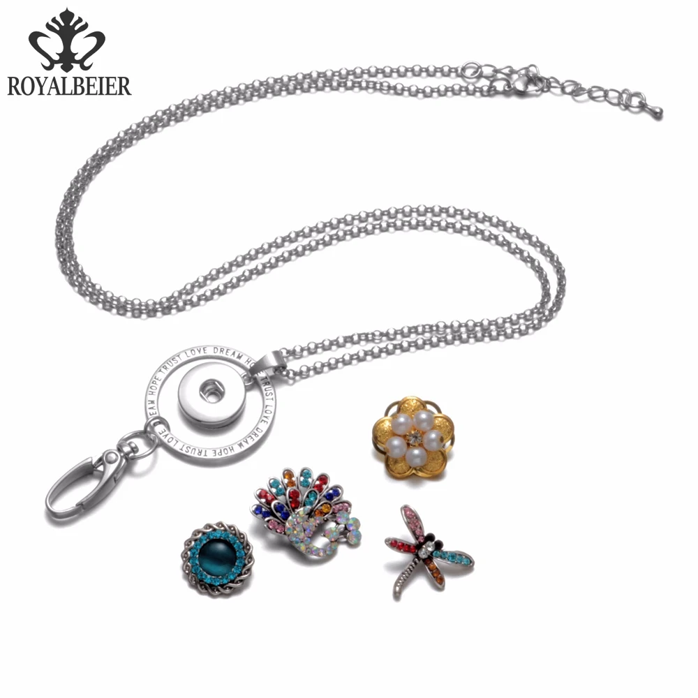 ROYALBEIER 26pcs/lot High Quality A-Z Letters Alphabet Snap Jewelry 18/20mm Glass Snap Button Fit Snap Bracelet Mixed Wholesale