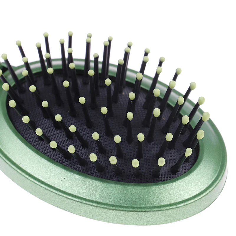 Anti-static Portable Round Pocket Small Size Travel Massage Folding Comb Girl Detangling Hair Brush With Mirror Styling Tools