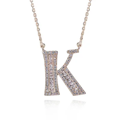YANMEI 2 цвета Алфавит буквы А до М кулон цепи ожерелье для женщин Горячая Распродажа кубическое ожерелье с фианитами цепи ювелирные изделия YMD1227 - Окраска металла: K-gold