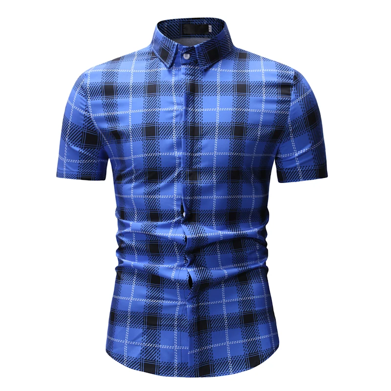 MOGU брендовые летние Гавайский Стиль Для мужчин короткий рукав блузка Slim Fit