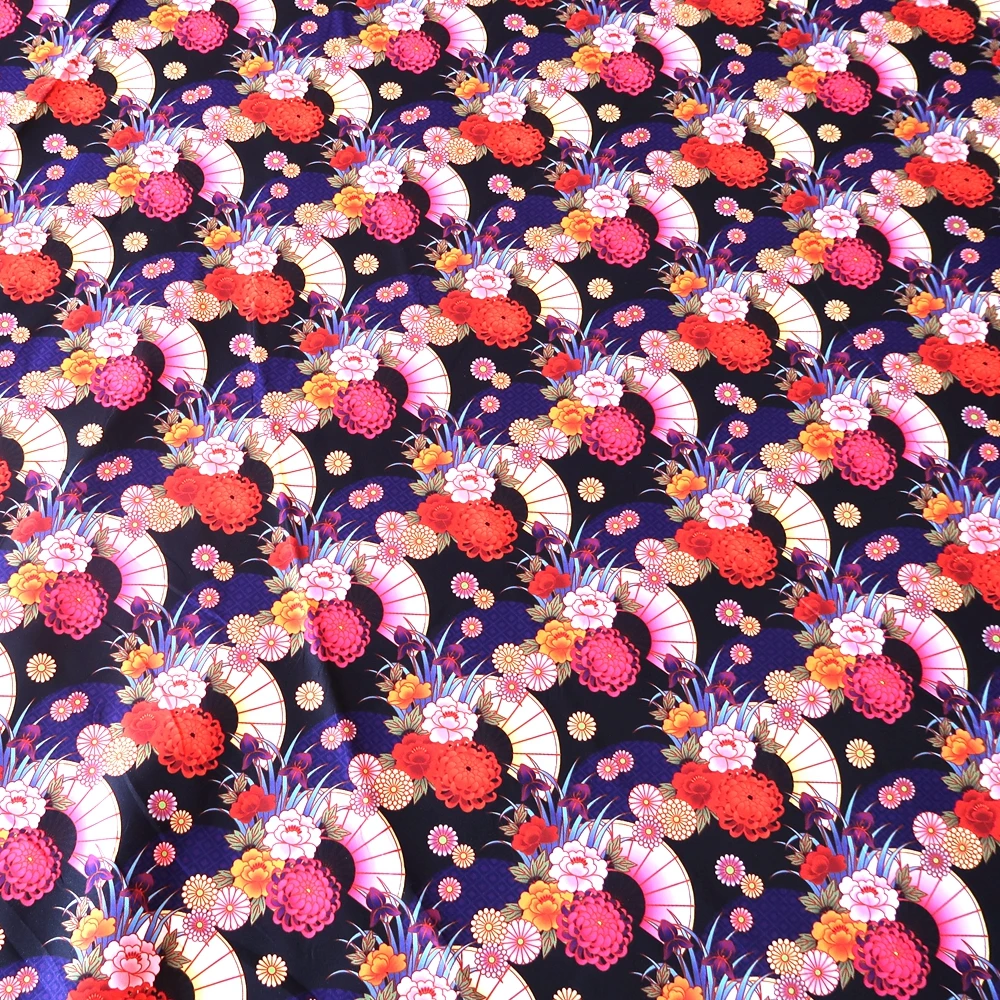 

50*145cm(19''*57'')Japanese Sushi fabric cherry blossoms group fan soft count density DIY handmade cloth worsted fabric