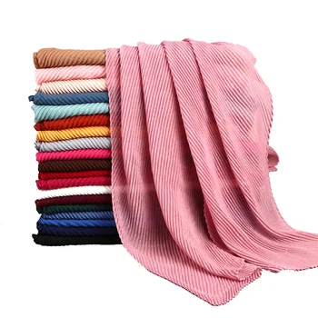 

10pcs/lot Women Pleated Cotton Scarf Plain Wrinkle Crinkle Crumple Shawl Scarves Wraps Muslim Hijab Headscarf Turban Headband