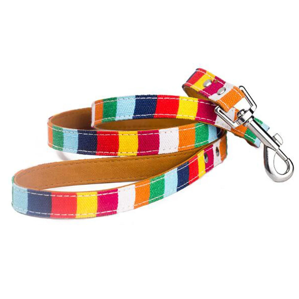 

Multicolor Dog Leash for Small Medium Dogs Cats Canvas + PU Leather Material