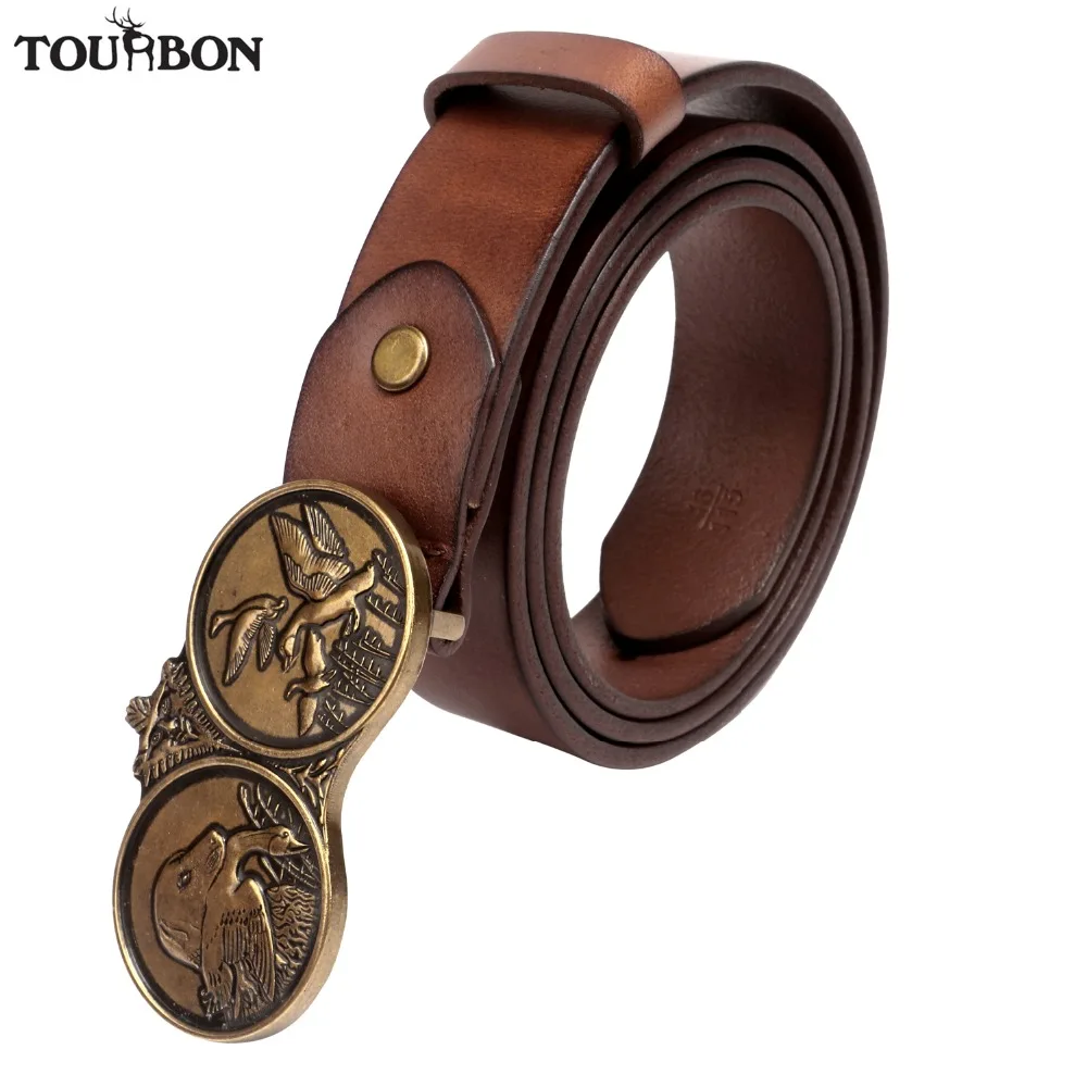 

Tourbon Retro Vegetable Leather Waist Belt Vintage Hunting Gun Strap Sling Adjusted Length 95-105CM for Men