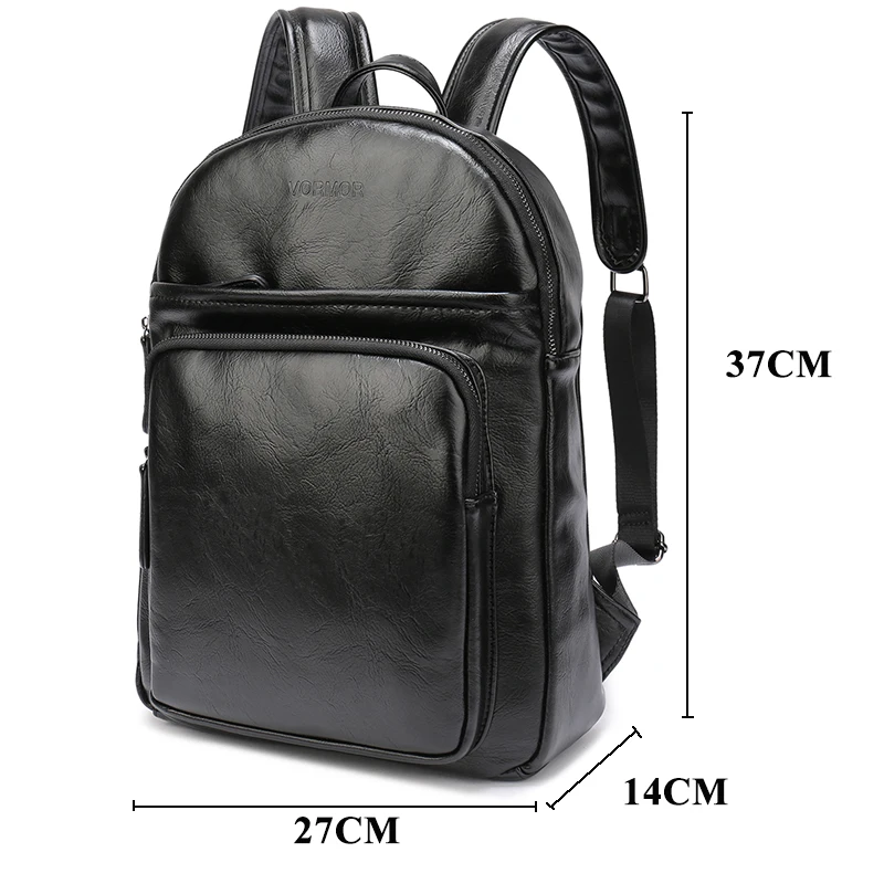  VORMOR Casual Men Backpack for School Black PU Leather Men's Business Small Backpack Bag Portable 1