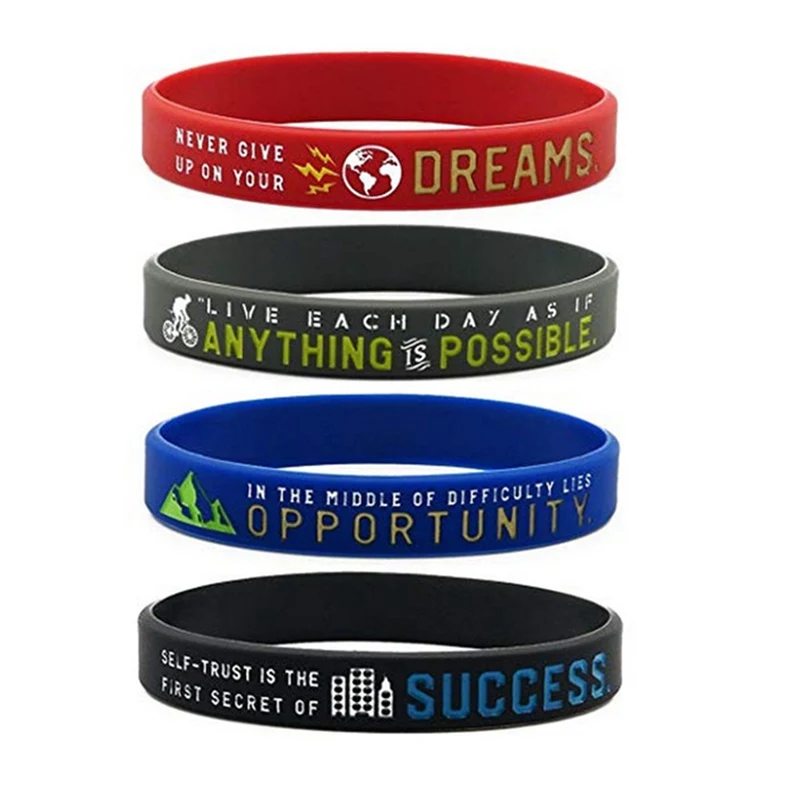 

New Inspiring Bracelets With Motivational Sayings Anything is possible never give up I promiseSilicone Wristband