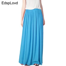 EdspLovd Одежда высшего качества шифон длинная подкладка макси юбка тонкий Винтаж высокой талией Для женщин Длинная юбка новая модная юбка JW-S024
