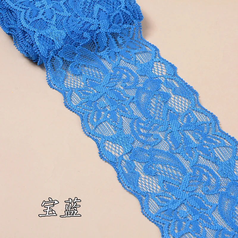2 м/лот 8 см мягкая эластичная кружевная отделка тканевые ленты лента для самостоятельного пошива одежды аксессуары свадебное украшение белая кружевная отделка - Цвет: Королевский синий