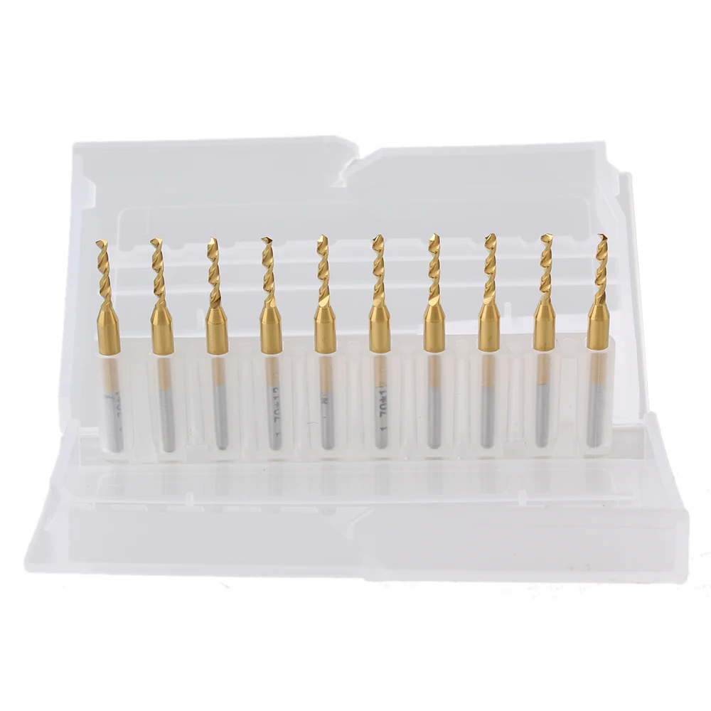

10pcs 1/8" Titanium Coated Carbide Micro Drill Bits PCB CNC End Mill Tool 1.7mm