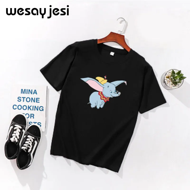 

Korean Clothes summer fashion t shirt women harajuku high streetwear cartoon Elephant print o-neck loose tshirt tops plus size