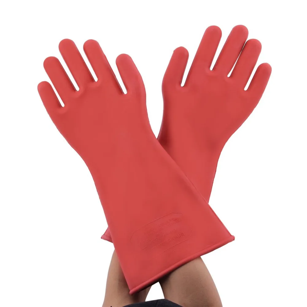 Профессиональный 12 кВ высокого Напряжение электроизоляционные перчатки 1 пара резиновых электрика 100% защитные перчатки 40 см