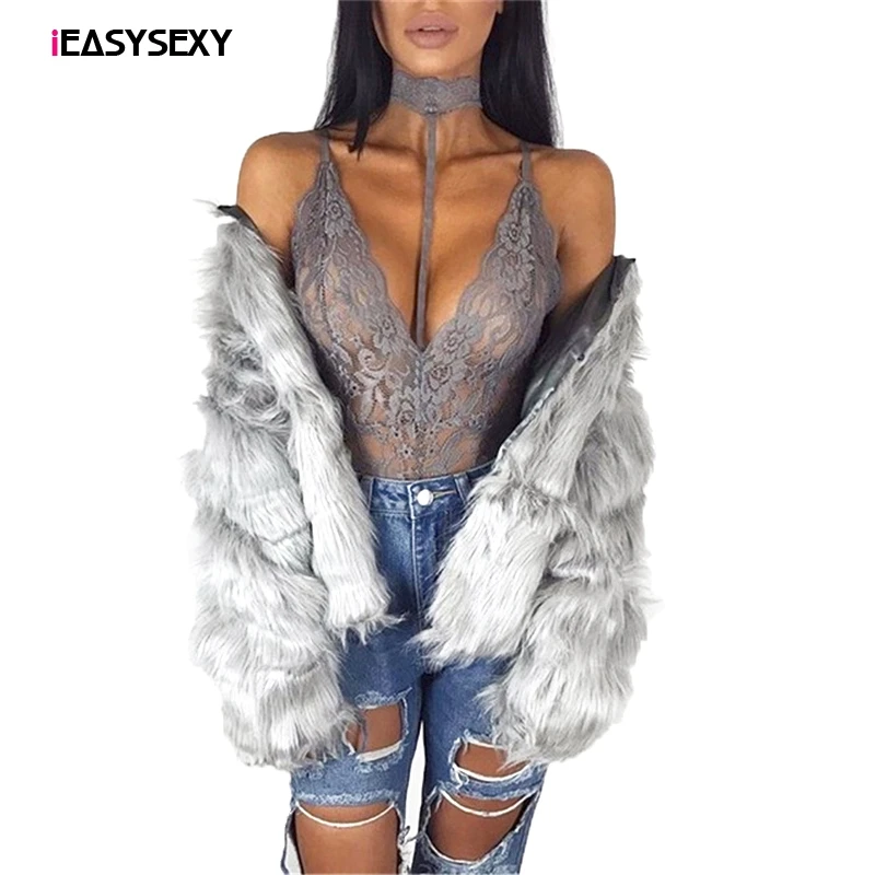Sexy Halter Lace Bodysuit Women Elegant Skinny 2017 Hollow Out Black Grey Jumpsuit Romper Body Feminino Overalls Mesh Playsuit Body : image Sexy Halter Lace Bodysuit Women Elegant Skinny 2017 Hollow Out Black Grey Jumpsuit Romper Body Feminino Overalls Mesh Playsuit Body