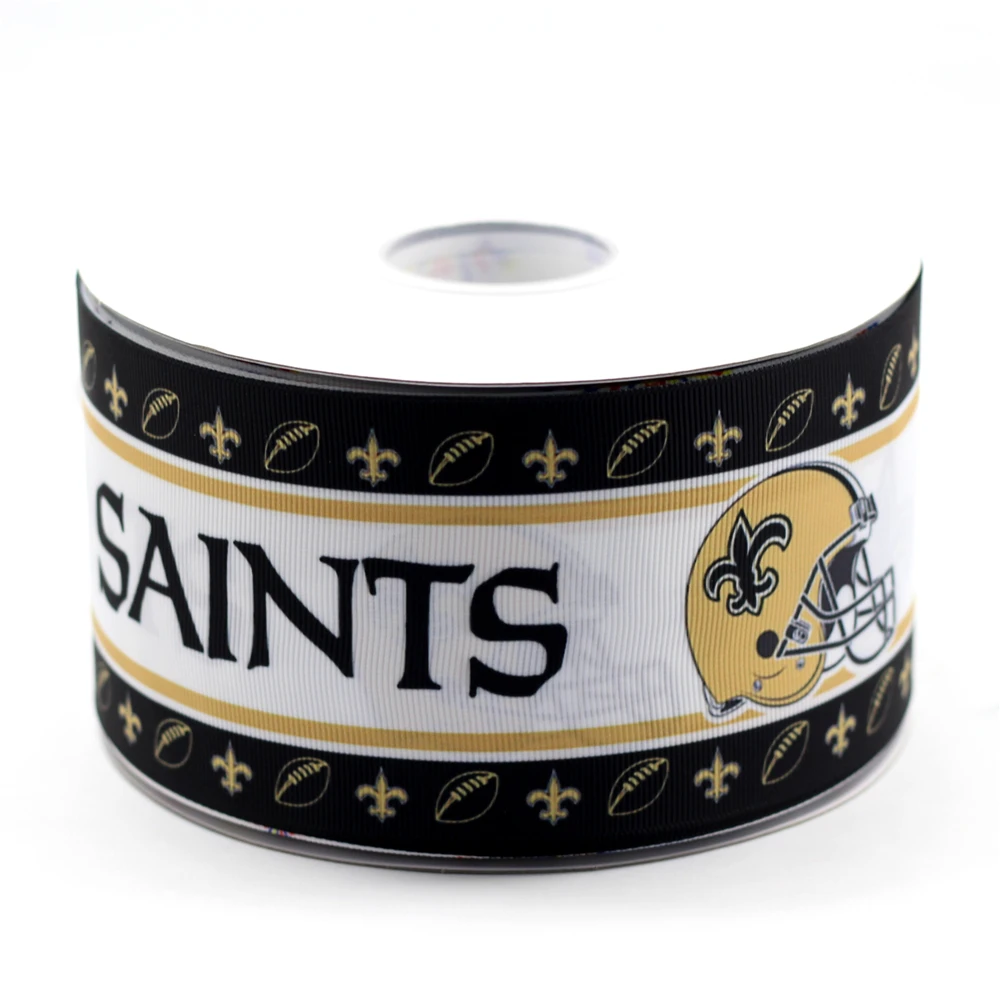 75mm Grosgrain Ribbon Rugby Football New Saints Printed Ribbon Handmade Sports bing 50 Yards