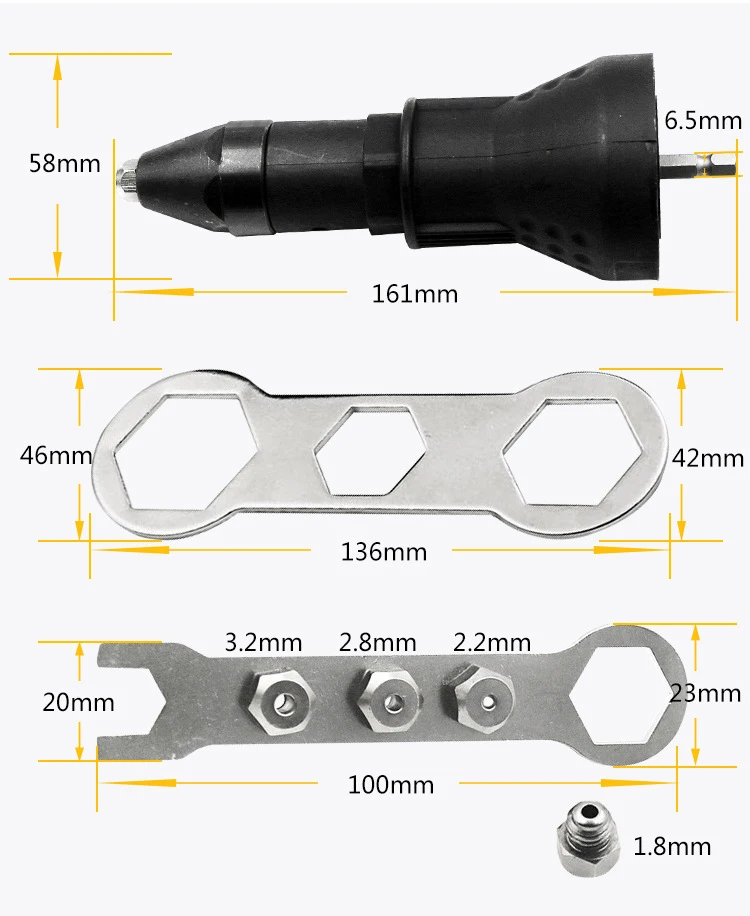 Электрический заклепки пистолет клепки инструмент беспроводные клепки Дрель адаптер вставить гайка инструмент Многофункциональный