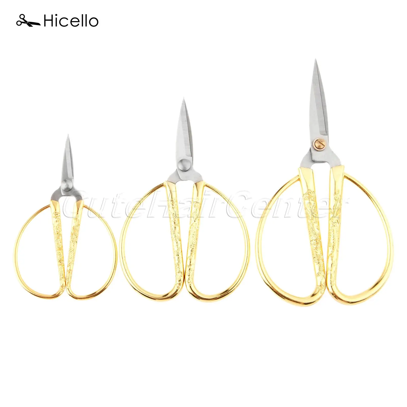 

Hicello 1PC Gold Sewing Scissors Short Cutter Durable Stainless Steel Vintage Tailor Scissors Fabric Craft Household Tool 3 Size