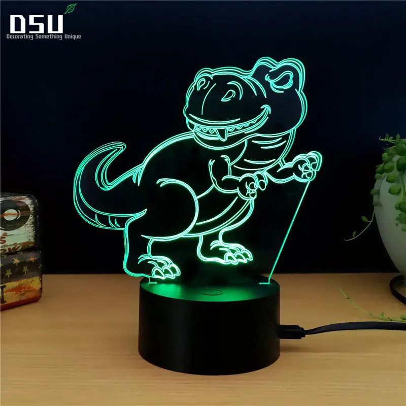

Novelty Touch Switch Desk Light Night Light Colorful USB LED Table Acrylic Lamp 3D Illusion Dinosaur For Home Decor