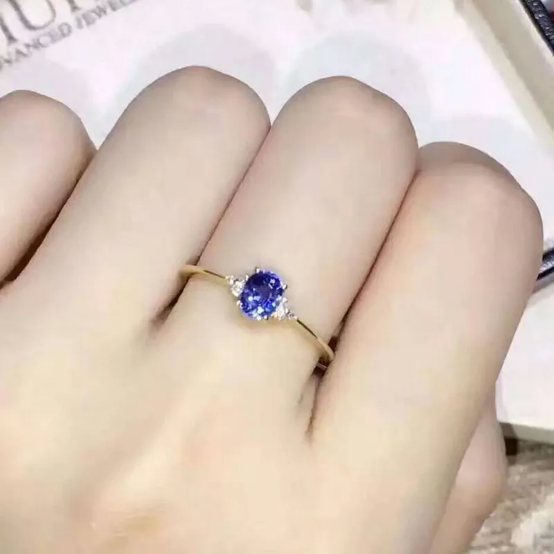 Верность натуральный Танзанит кольцо 925 Стерлинговое Серебро натуральный 4*6 мм синий драгоценный камень изысканное кольцо хорошее ювелирное изделие для женщин