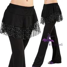 Женские брюки для латинских танцев Бальные Сальса Румба Самба ча танцор Танго Костюм длинные брюки M/L/XL/2XL черный#2511