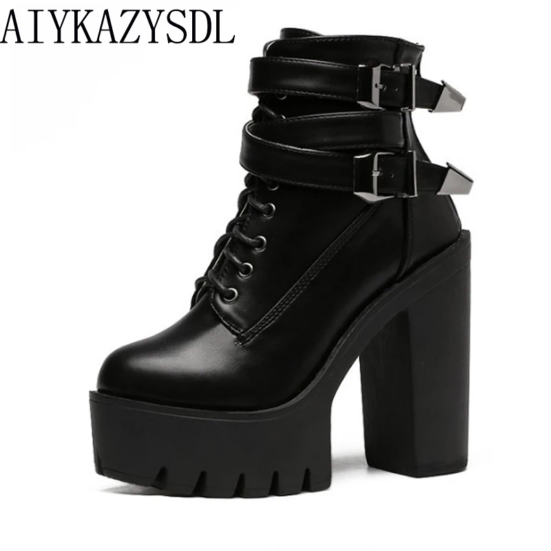 block heel biker ankle boots