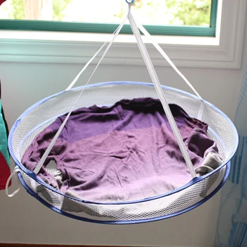 

050 Single Layer Drying Rack Folding Hanging Clothes Laundry Basket Dryer Sweater Cloth Net Dry Rack Mesh Hanger For Underwear