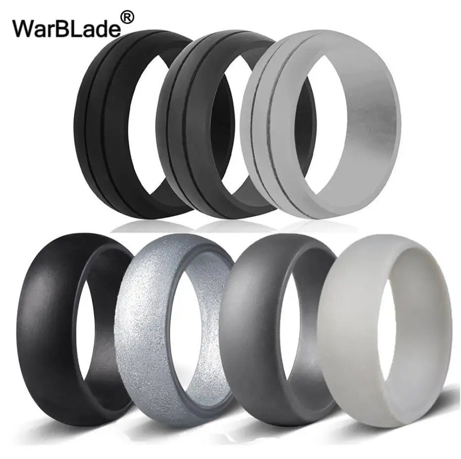 16 Styles 7pcs/set Food Grade FDA Silicone Ring For Men Women Wedding Rubber Bands Hypoallergenic Flexible Silicone Finger Ring 