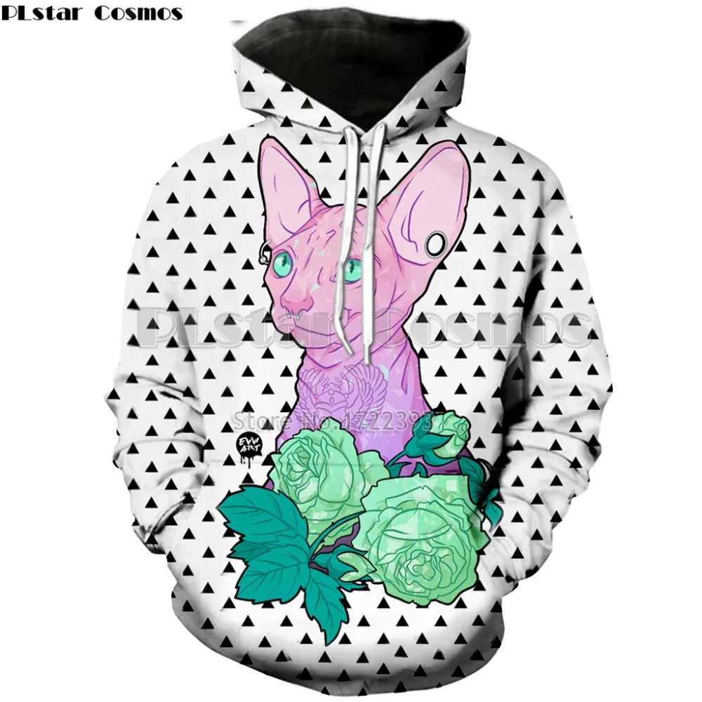PLstar Cosmos New style Siamese cat harajuku hoodies 3D print Interesting characters Funny