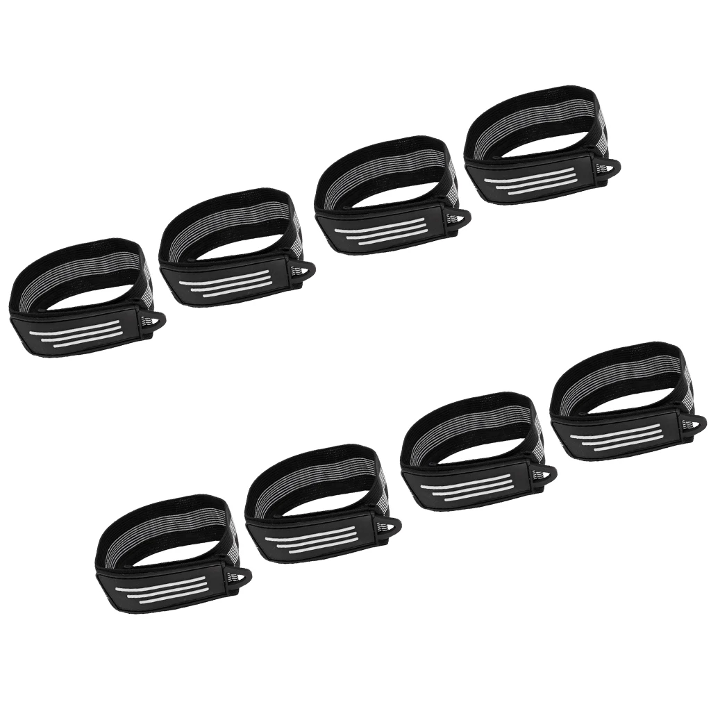 4 Pairs Cycling MTB Bike Cycle Bind Elastic Trousers Pants Band Leg Straps, with Reflective Strap for Safety Warning