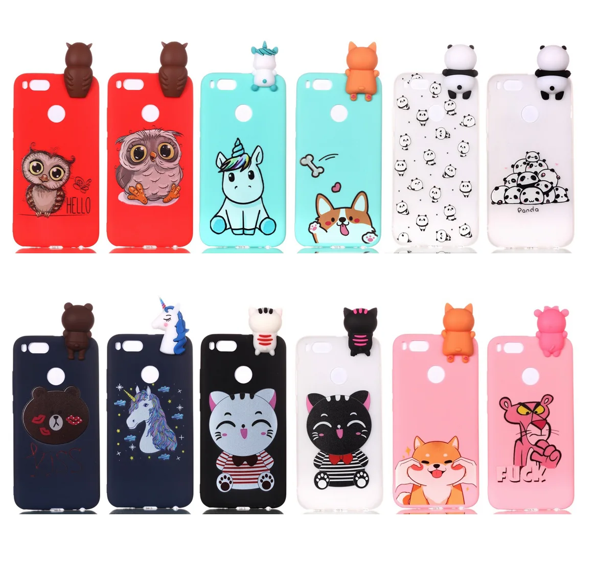 Silicone Case For Xiaomi mi a1 Soft TPU 3D Cover Unicorn Bear Cat Owl Panda Patterned mia1 5x | Мобильные телефоны и