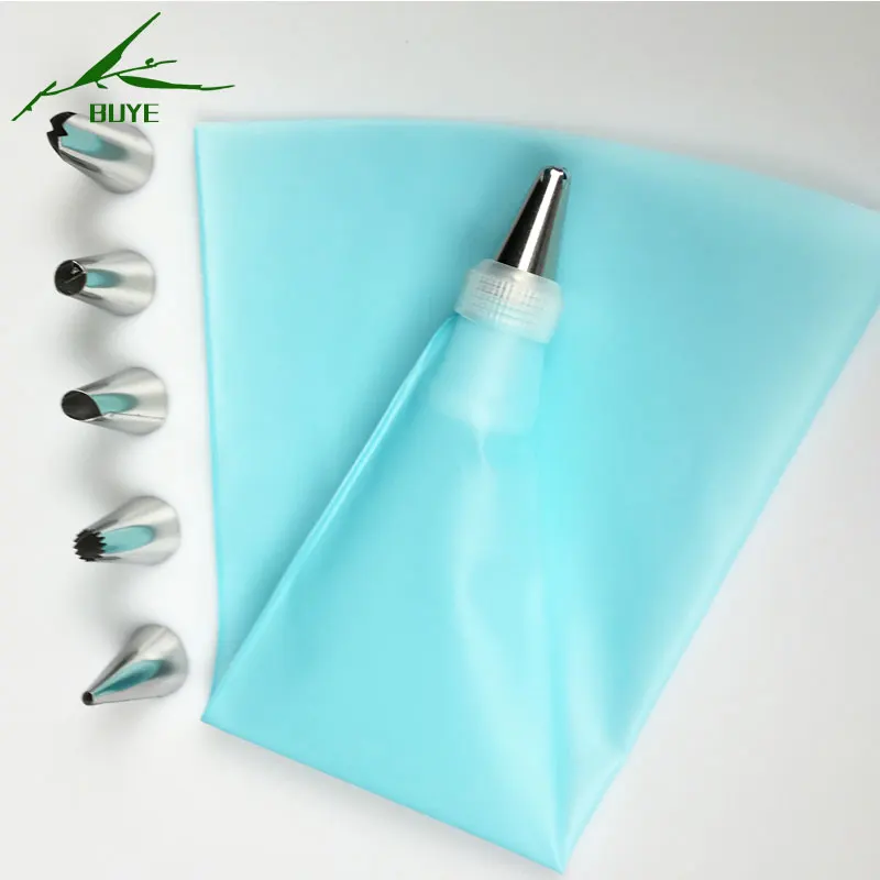 Z1-Hot-Silicone-Icing-Piping-Cream-Pastry-Bag-+-6-X-Stainless-Steel-Nozzle-Set-DIY-Cake-Decorating-Tips-Cupcake-Fondant-Sugarcraft-1