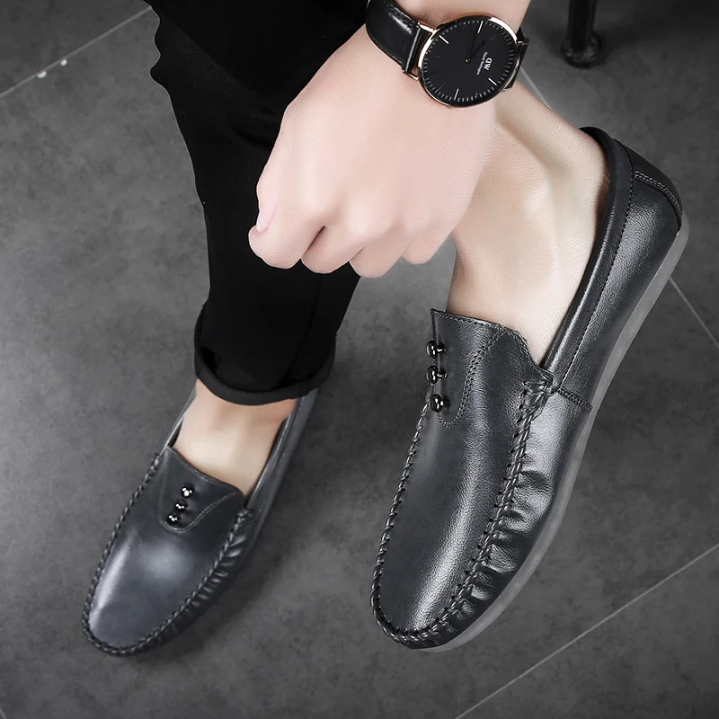 

2018 new Quality Leather casual shoes men loafers leather shoes Soft Comfortable Driving Moccasins 5