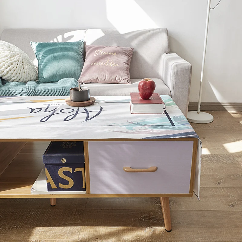  Feather pattern Tea table cloth living room Waterproof Rectangular Printed Tablecloth Tea table clo