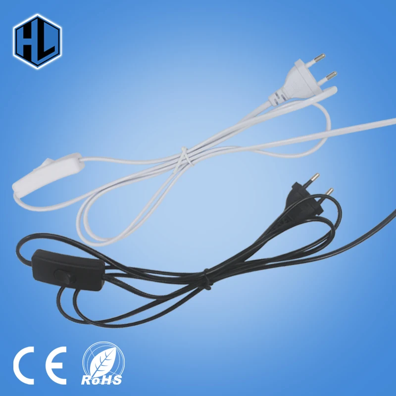 

1.8 m cable EU plug 303 button switch line black/white power cord for indoor LED lamp switch lighting