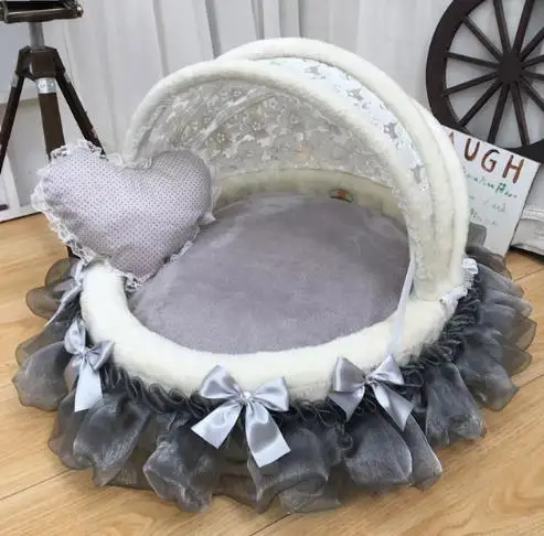 

New luxury pet meow princess bed and pet dog camp pad lovely house with delicate lace pet cradle beautiful round pet bed