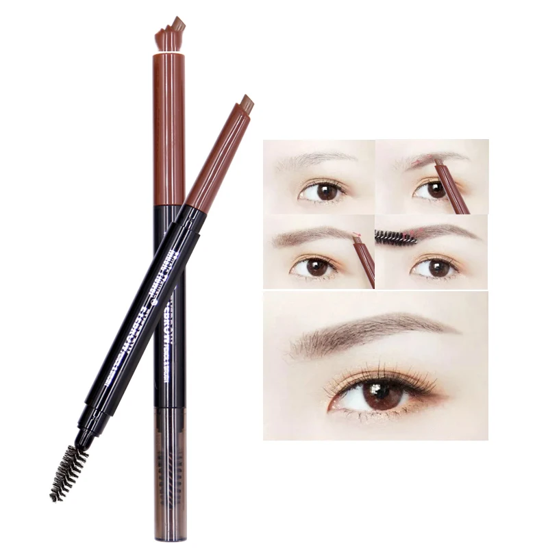 

3 Colors Double Heads Eyebrow Pencil Waterproof No Blooming Rotatable Triangle Long Lasting Natural Tint Cosmetics Makeup Tools