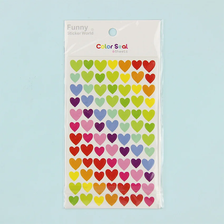 6 листов/набор красочных наклеек для скрапбукинга с милыми сердечками в горошек с пятиконечной звездой - Цвет: Heart