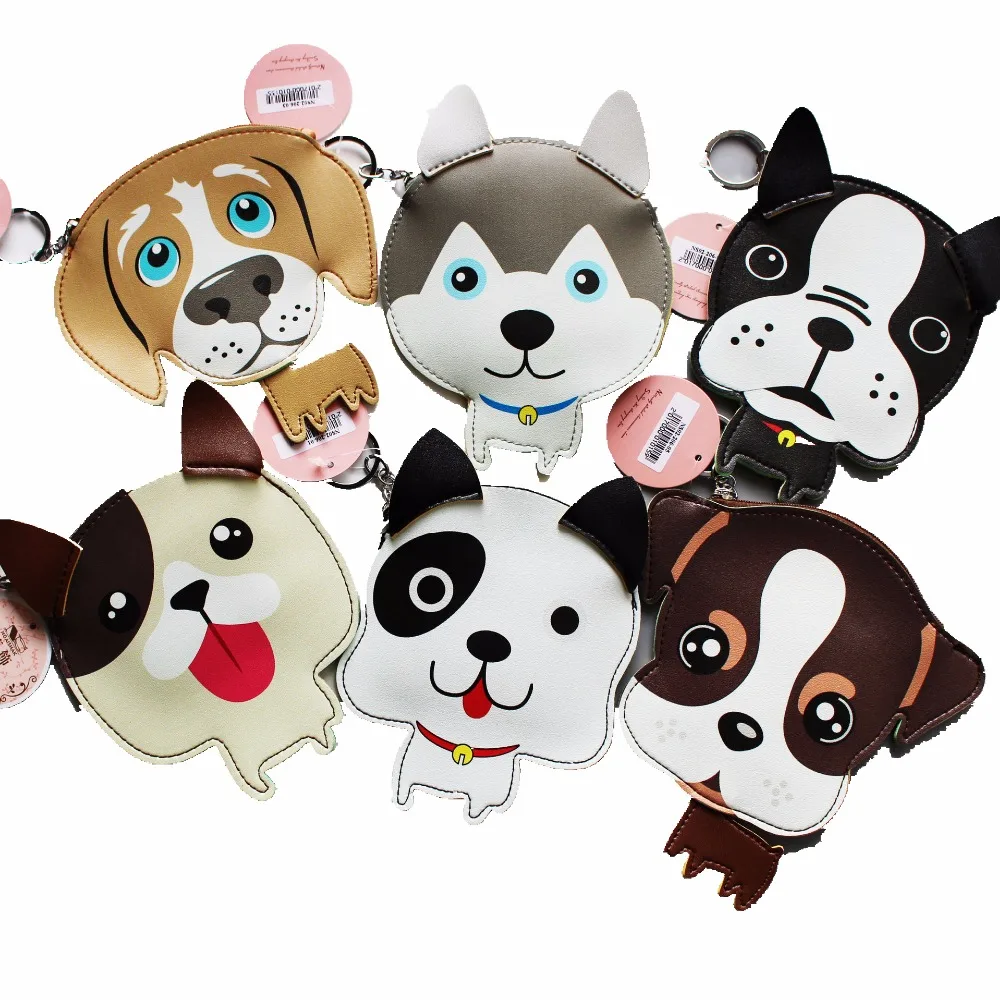 

2017 New Arrivals Animal Prints Coin Purses Dog Pu Leather Zero Wallet Cute Key Pendant Bags Pouch