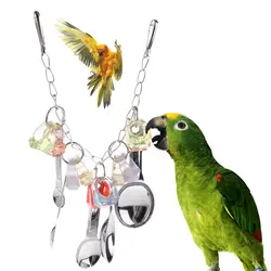 Новый Попугай игрушки металлической ложкой красочные кольца висит клетка домашних птиц, цепи акрил