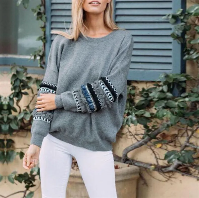 Gladiolus 2018 Autumn Winter Sweatshirt Women O-Neck Long Sleeve Patchwork Printed Loose Casual Hoodie Women Fashion Tracksuit (24)