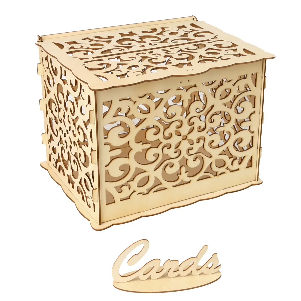 

Wedding Card Box with Lock DIY Money Wooden Gift Boxes For Birthday Party birthday party decorations kids decoracion de fiestas