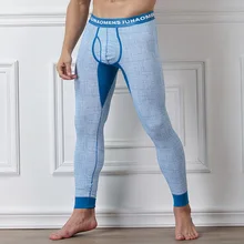 Brand Men Long Johns Cotton Thermal Pants Autumn and Winter Tight Mid-waist Underwear pantalon termico M-XXL