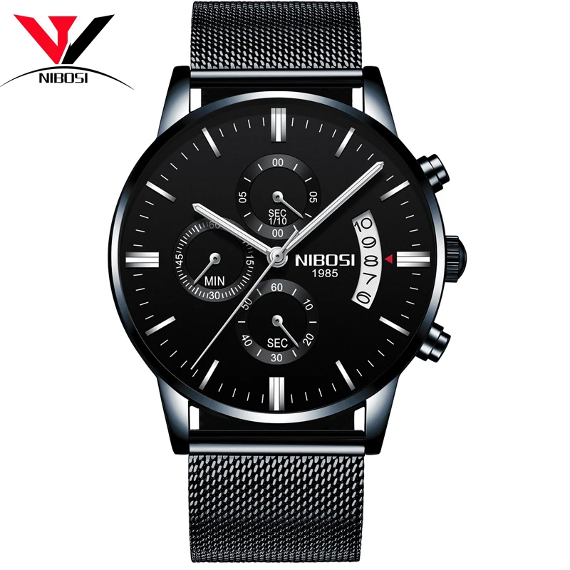 Montre Homme Marque De Luxe NIBOSI Топ Бренд роскошные часы мужские модные 2018 сетка ремешок