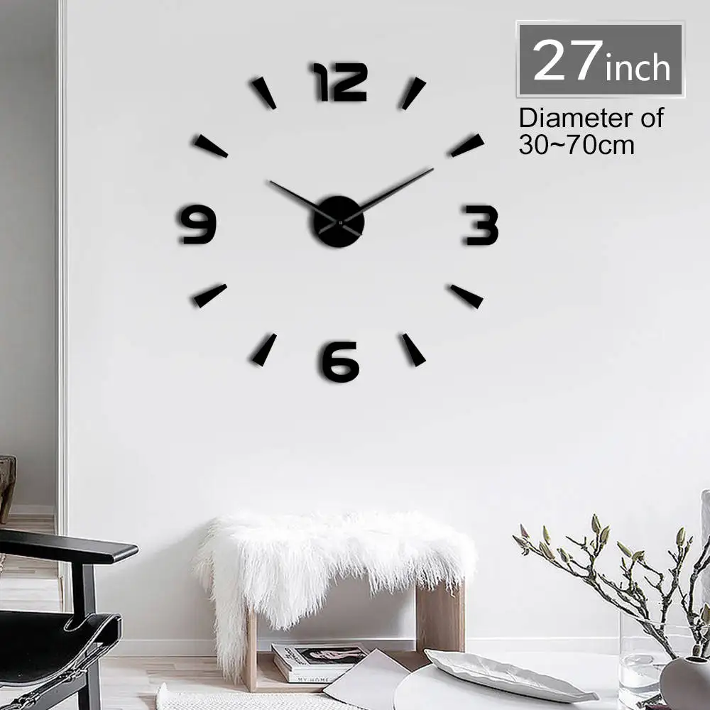Декор арабские цифры DIY настенные часы Размер Регулируемые часы крутые 3D акриловый зеркальный эффект настенные художественные наклейки для гостиной