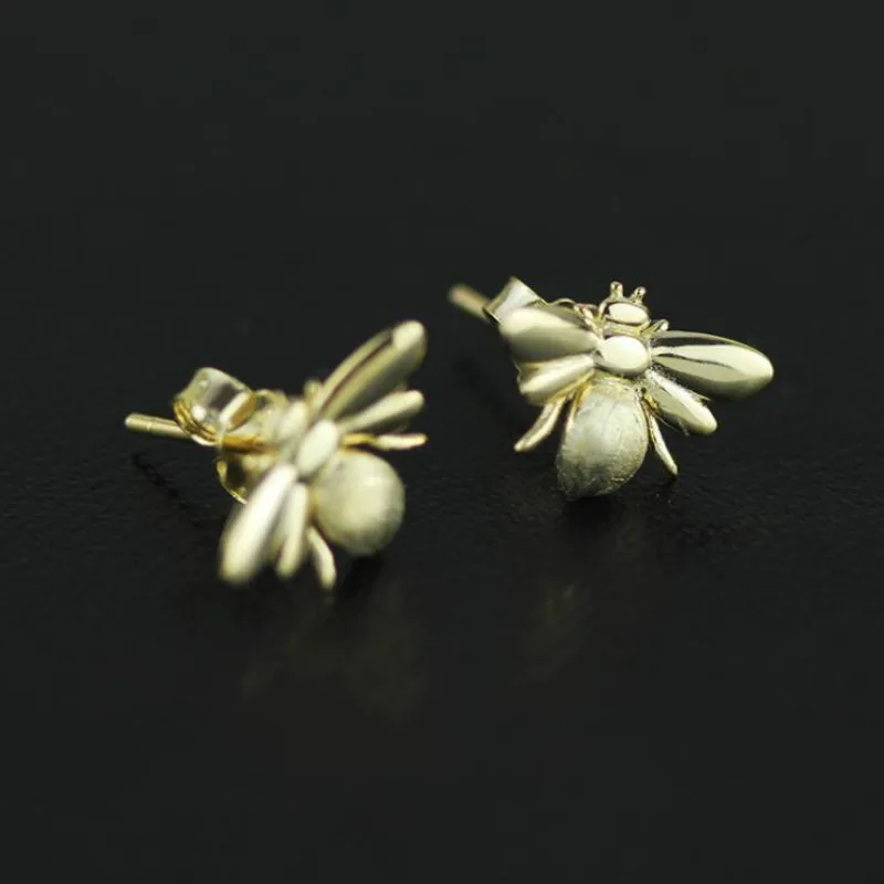

JINSE Real 925 Sterling Silver Natural Creative Handmade Designer Fine Jewelry Cute Honeybee Stud Earrings for Women Brincos