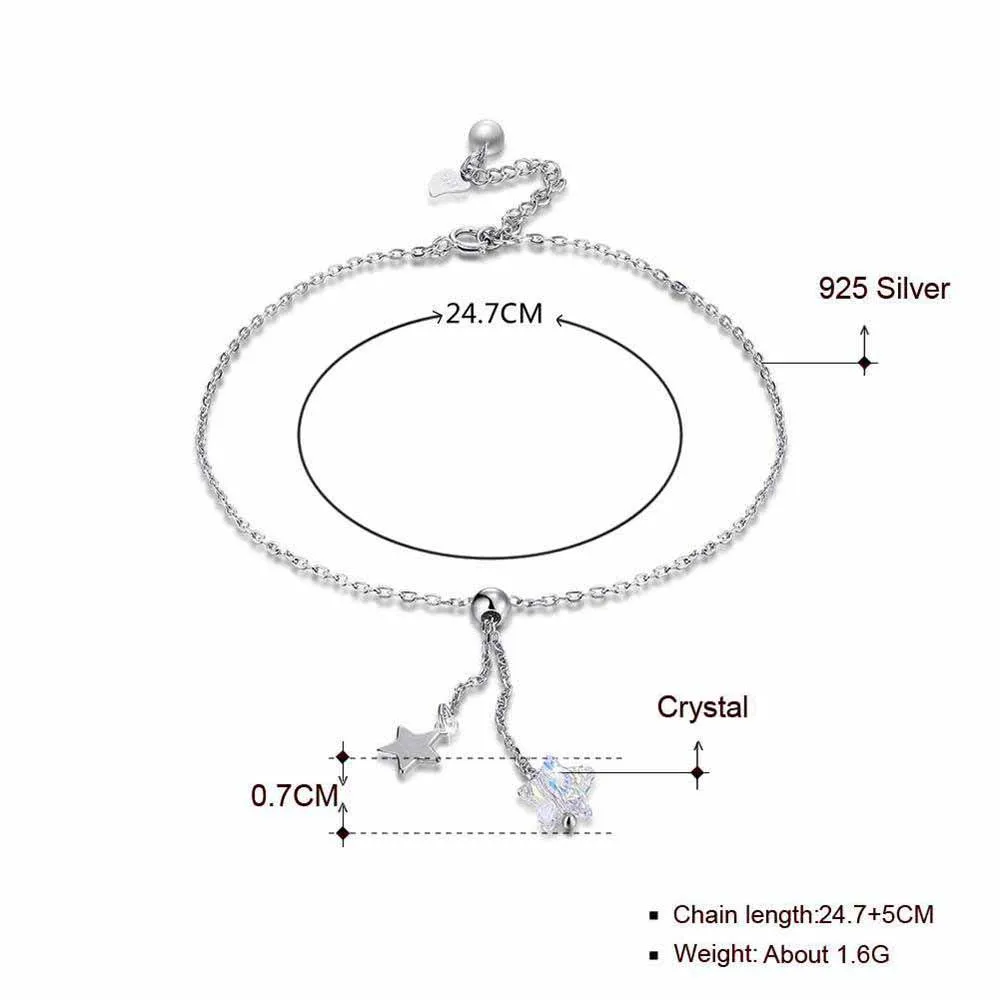 Атмосферный роскошный 925 пробы Серебряный ножной браслет звезда Подвеска австрийский кристалл Новое поступление современный подарок для влюбленных/подруг