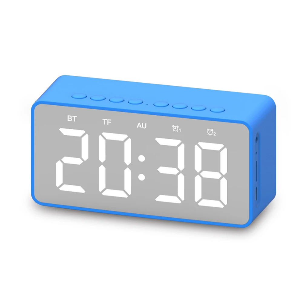 BT506 Wireless LED Display Mini Mirror Screen Alarm Clock Bluetooth Speaker Gift hot - Цвет: Синий