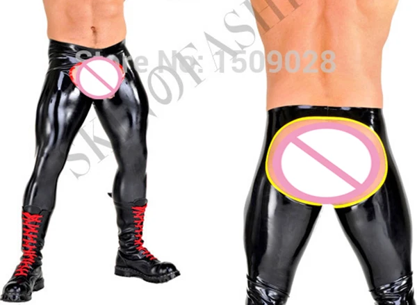 

Free shipping !! 0.4mm sexy men latex open-seat pants rubber trousers