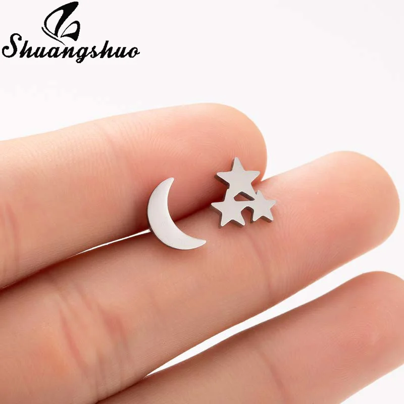 

Shuangshuo Cute Moon Star Earrings For Women Earings Stainless Steel oorbellen Stud Earings Jewelry pendientes mujer